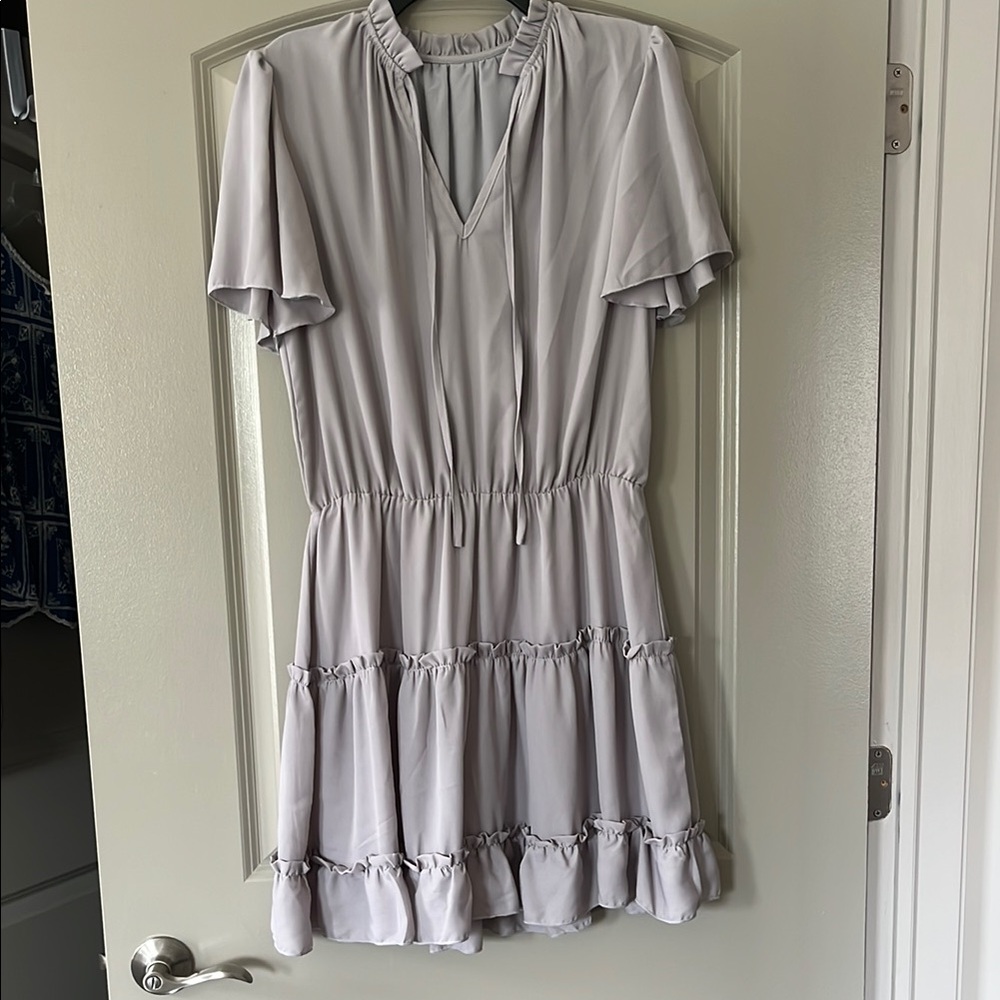 Elegant Gray Ruffle Dress
